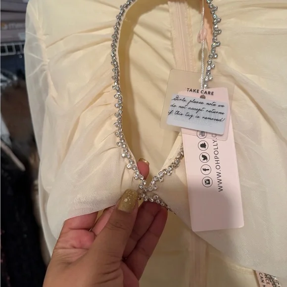 Oh Polly Cream Embellished Dress - Picture 2 of 3